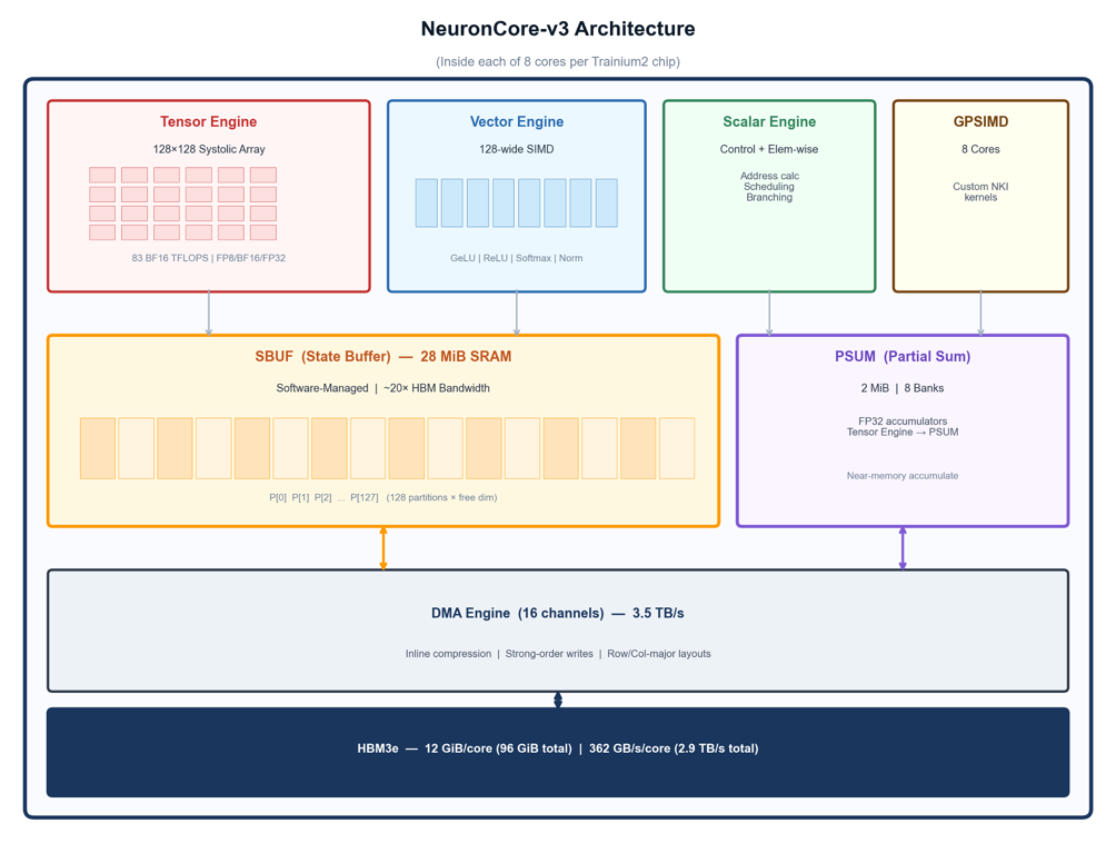 NeuronCore-v3 internal architecture